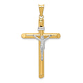 14k Two-Tone Polished Crucifix Pendant, 49 x 26 mm