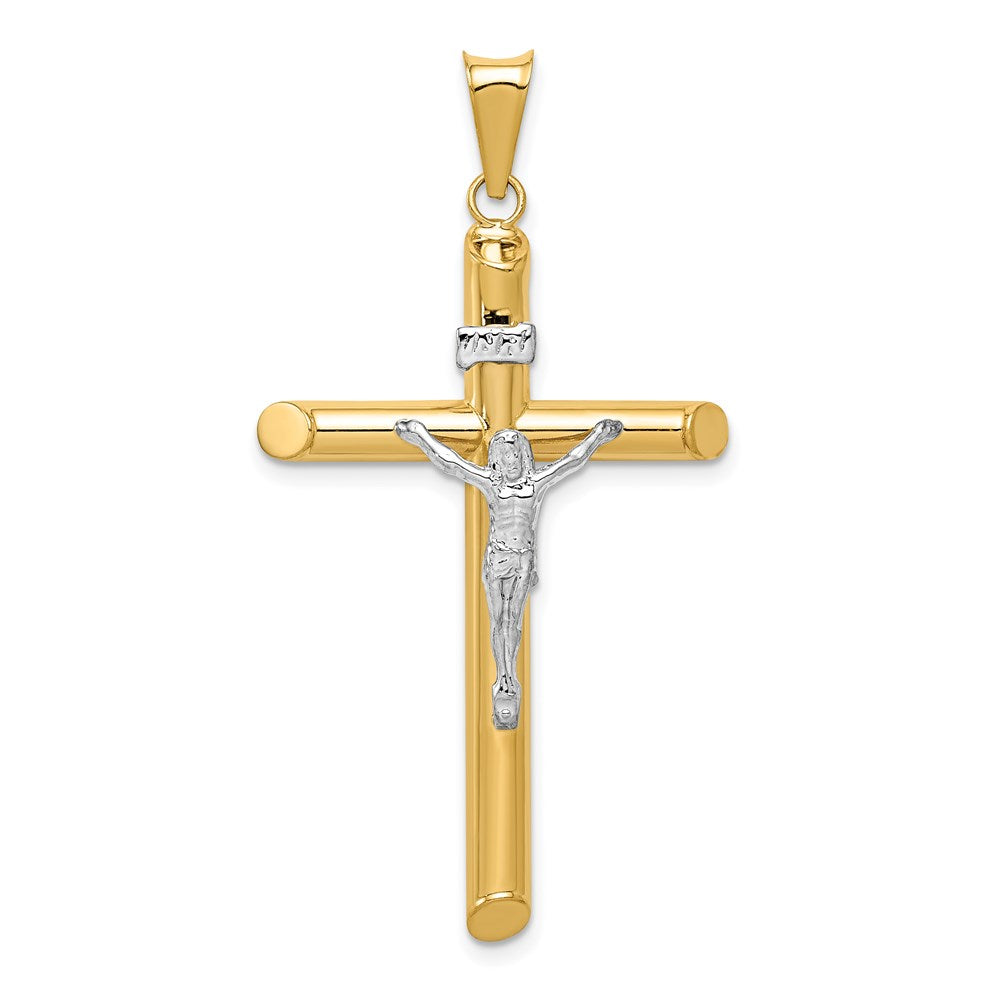14k Two-Tone Polished Crucifix Pendant, 49 x 26 mm