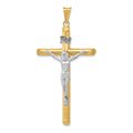14k Two-Tone Polished Crucifix Pendant, 57 x 29 mm