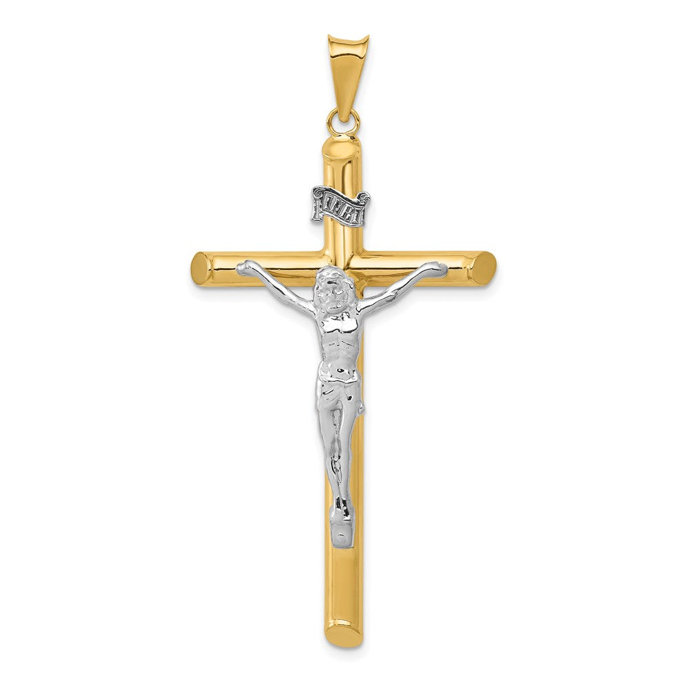 14k Two-Tone Polished Crucifix Pendant, 57 x 29 mm