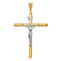 14k Two-Tone Polished Crucifix Pendant, 65 x 39 mm