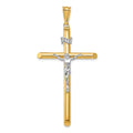 14k Two-Tone Polished Crucifix Pendant, 66 x 34.5 mm