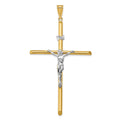 14k Two-Tone Polished Jesus Crucifix Pendant, 76 x 42.5 mm