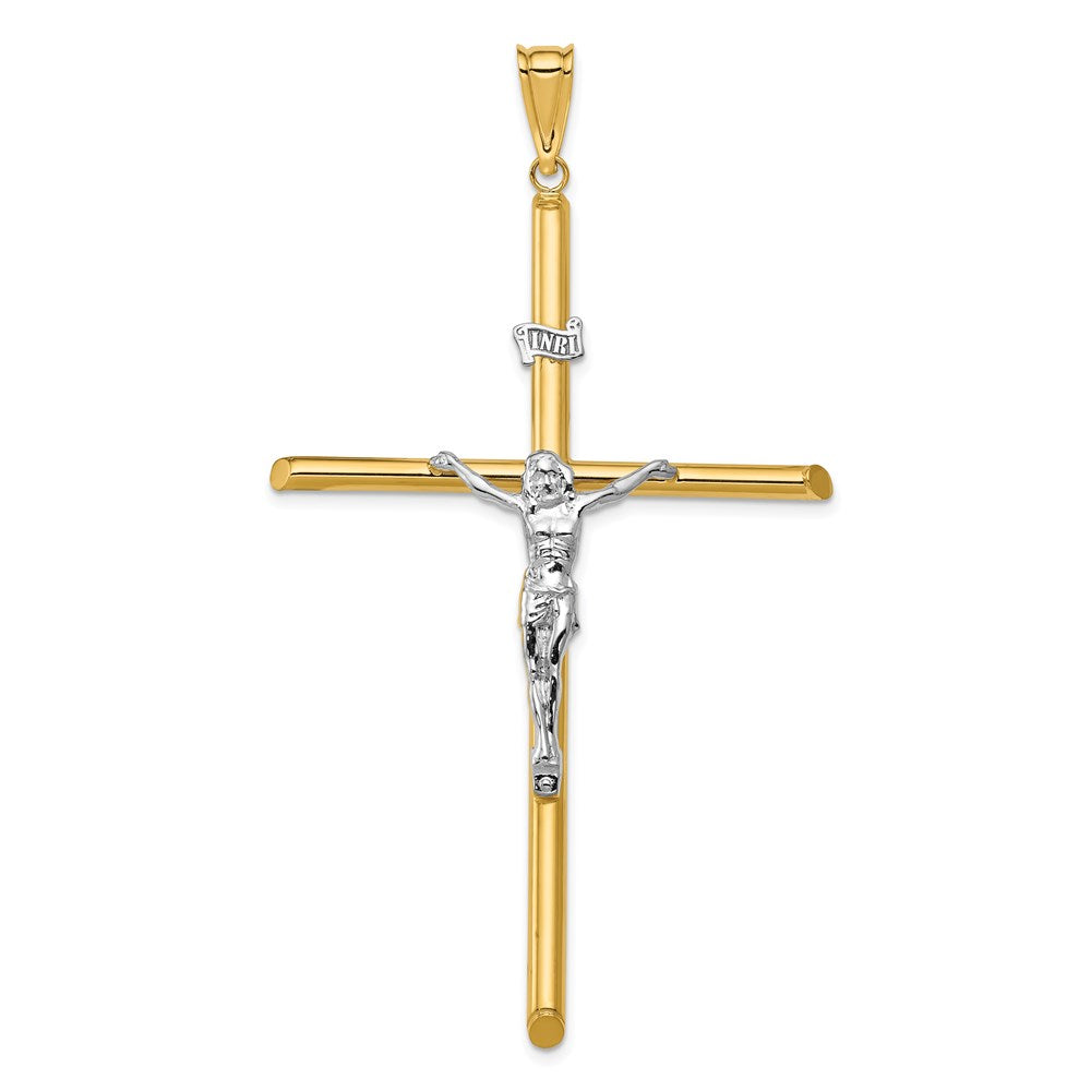 14k Two-Tone Polished Jesus Crucifix Pendant, 76 x 42.5 mm