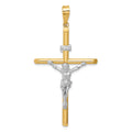14k Two-Tone Polished INRI Crucifix Pendant, 62.5 x 32.5 mm