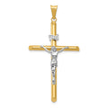 14k Two-Tone Polished INRI Crucifix Pendant, 53 x 28 mm