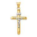 14k Two-Tone Polished INRI Crucifix Pendant, 34.5 x 16 mm
