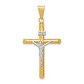 14k Two-Tone Polished INRI Crucifix Pendant, 38 x 20 mm