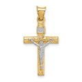 14k Two-Tone Crucifix Pendant, 29.5 x 15 mm