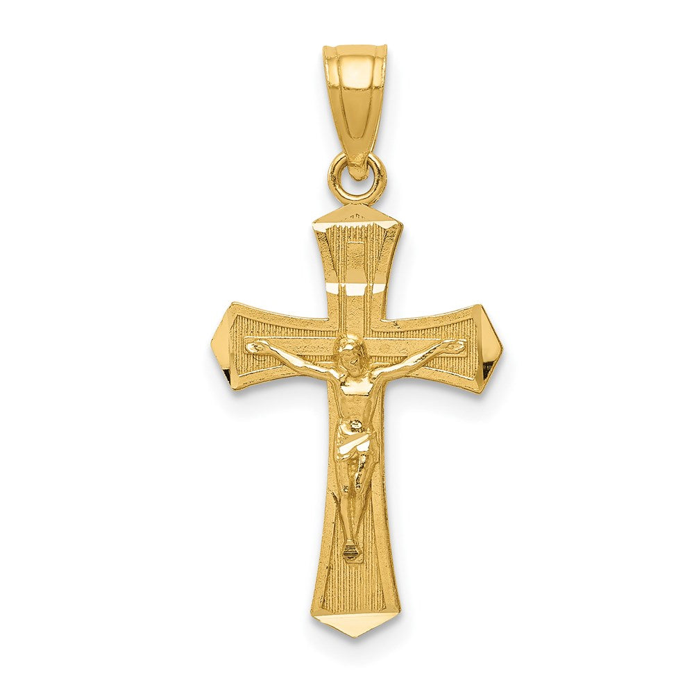 14k Diamond-cut Crucifix Pendant, 25.5 x 13 mm