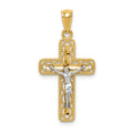 14k Two-tone Polished Crucifix Pendant, 27 x 14 mm