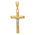 14k Two-tone Diamond-cut Crucifix Pendant, 60.5 x 27 mm