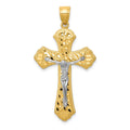 14k Two-tone Diamond-cut Passion Crucifix Pendant, 41 x 22 mm