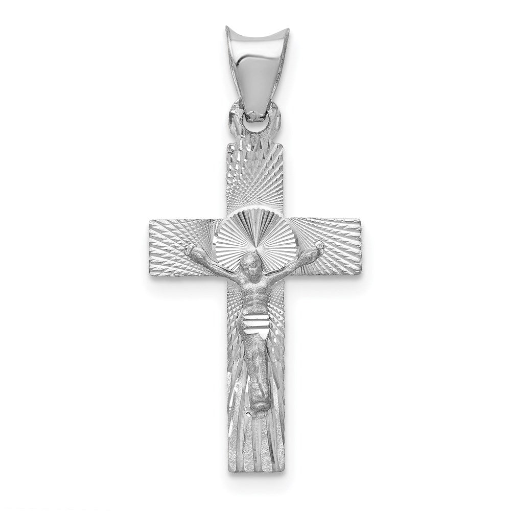 14k White Gold Crucifix Pendant, 26 x 13 mm