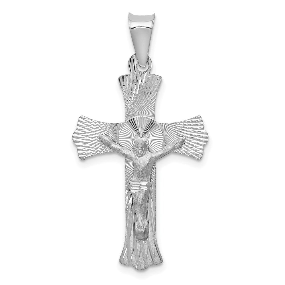 14k White Gold Crucifix Pendant, 36 x 20 mm