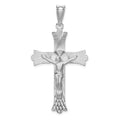 14k White Gold Crucifix Pendant, 50 x 27 mm