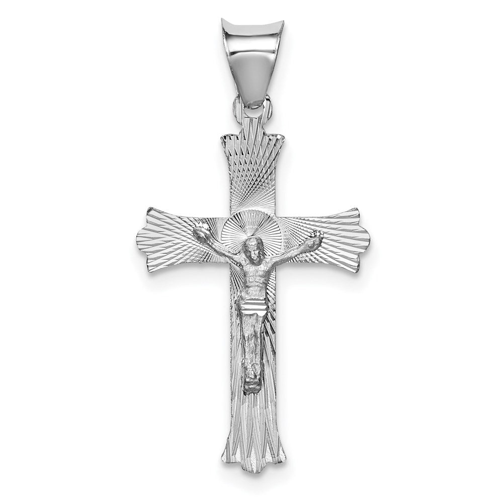 14k White Gold Crucifix Pendant, 27 x 14 mm
