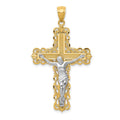 14k Two-tone Crucifix Pendant, 43 x 25 mm