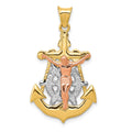 14k Tri-Color Mariner Crucifix Pendant, 31 x 17 mm