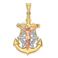 14k Tri-Color Mariner Crucifix Pendant, 37 x 21 mm