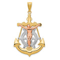 14k Tri-Color Mariner Crucifix Pendant, 51 x 30 mm