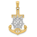 14k and White Rhodium Polished Mariners Crucifix Pendant, 25.5 x 15.91 mm