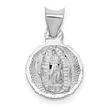 14k White Gold Polished Diamond-cut Semi-solid Our Lady Of Guadalupe Round Pendant, 10.45 x 10.45 mm