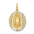 14k Two-Tone Our Lady Of Guadalupe Semi-solid Oval Pendant, 19 x 16.08 mm