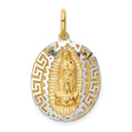 14k Two-Tone Our Lady Of Guadalupe Semi-solid Oval Pendant, 22 x 19 mm