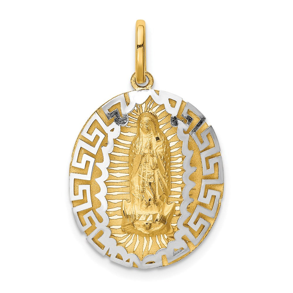 14k Two-Tone Our Lady Of Guadalupe Semi-solid Oval Pendant, 22 x 19 mm