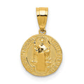 14k Polished San Benito Medal Solid 2-Sided Small Round Pendant, 16.85 x 10 mm
