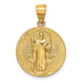 14k Polished Solid San Benito 2-Sided Round Pendant, 25.7 x 17.6 mm