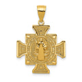 14k Polished Solid San Benito 2-Sided Cross Pendant, 28 x 20 mm
