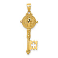 14k Polished Solid San Benito 2-Sided Key Pendant, 34.5 x 12 mm