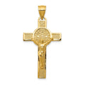 14k Polished San Benito Solid 2-Sided Crucifix Pendant, 42.75 x 22.3 mm