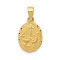 14K Satin and Diamond-Cut Baptism Oval Pendant, 17.9 x 9.9 mm