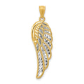 14K and White Rhodium Polished Two-Level Angel Wing Pendant, 33.17 mm