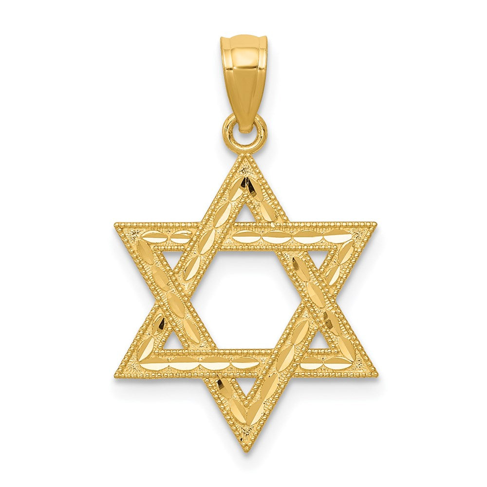 14k Diamond-cut Polished Star of David Pendant, 25.1 mm