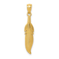 14k Polished Feather Pendant, 28.65 x 4.95 mm