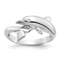 14k White Gold Dolphin Bypass Ring, Size 6.75