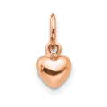 14K Rose Polished 3-D Puffed Heart Charm, 12 x 6 mm