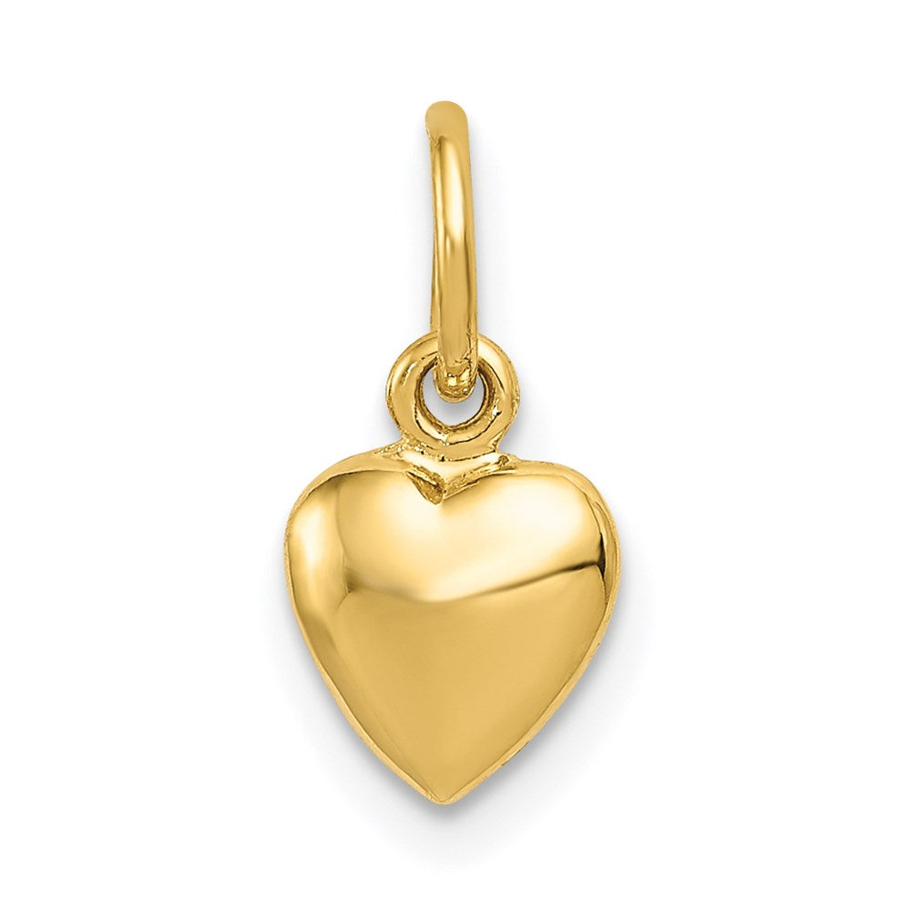 14K Polished 3-D Puffed Heart Charm, 14 x 7 mm