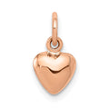 14K Rose Polished 3-D Puffed Heart Charm, 14 x 7 mm