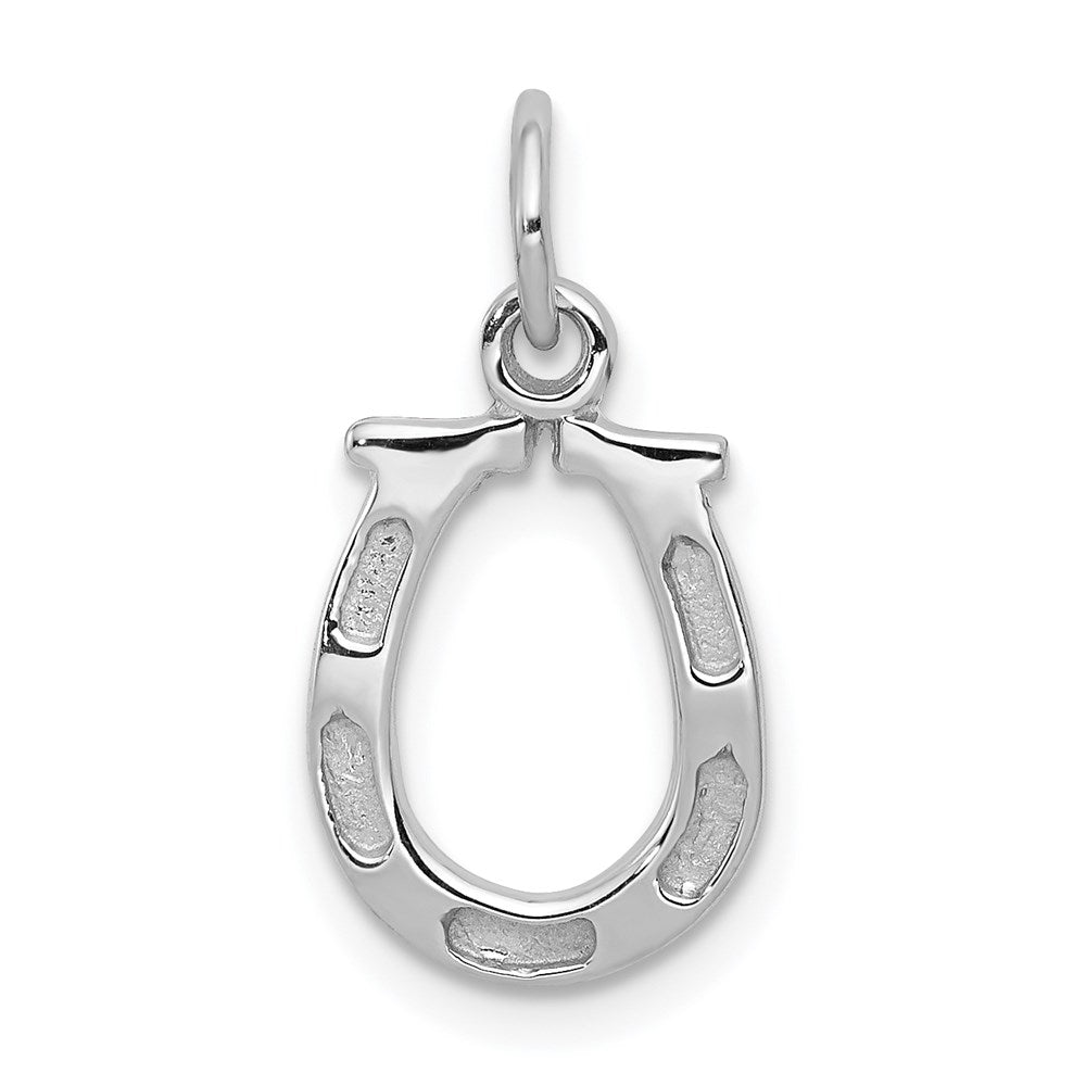 14k White Gold Solid Polished Horseshoe Charm, 20 x 10 mm