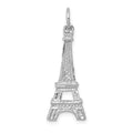 14k White Gold Solid Polished Eiffel Tower Charm, 29 x 10 mm