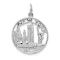 14k White Gold Solid Polished NEW YORK Skyline Charm, 25 x 18 mm