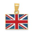 14K and White Rhodium Solid Enameled United Kingdom Flag Pendant, 21 x 18 mm