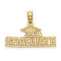 14K Polished GRADUATE Under Cap Charm, 13.2 x 21.4 mm
