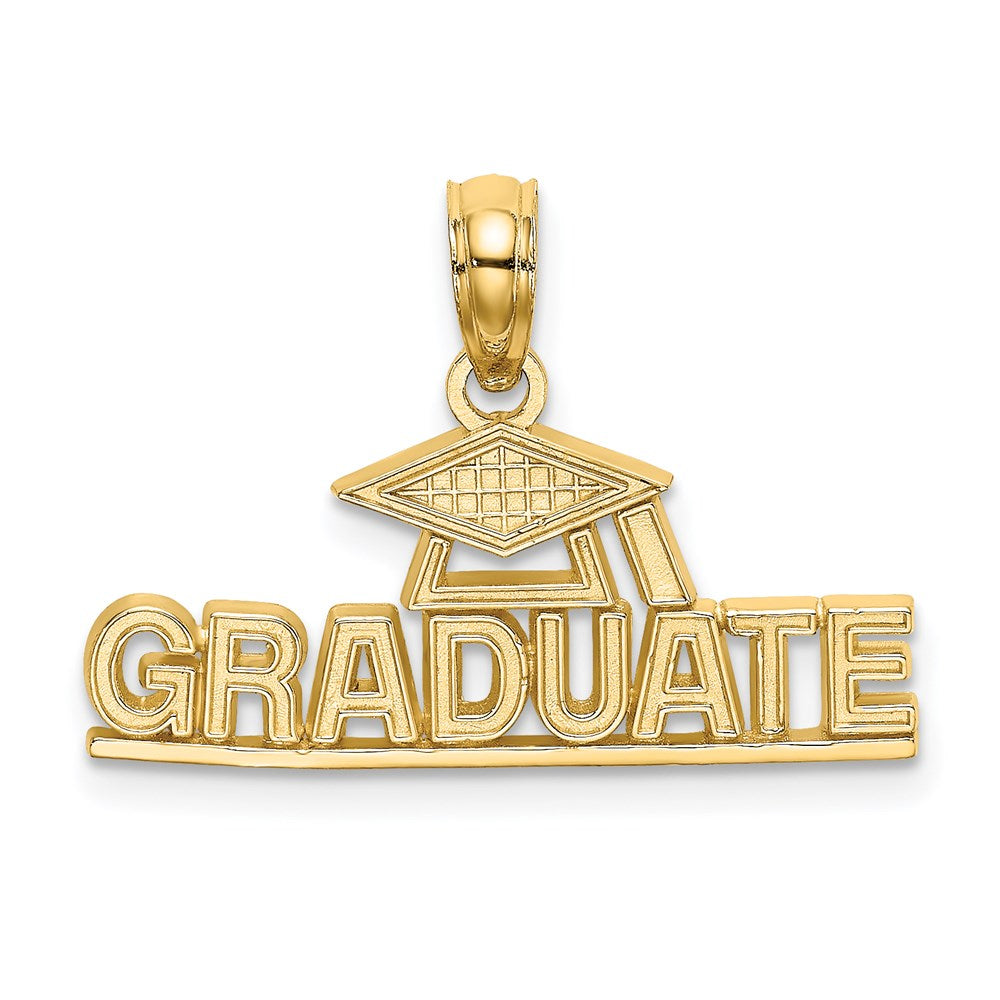 14K Polished GRADUATE Under Cap Charm, 13.2 x 21.4 mm