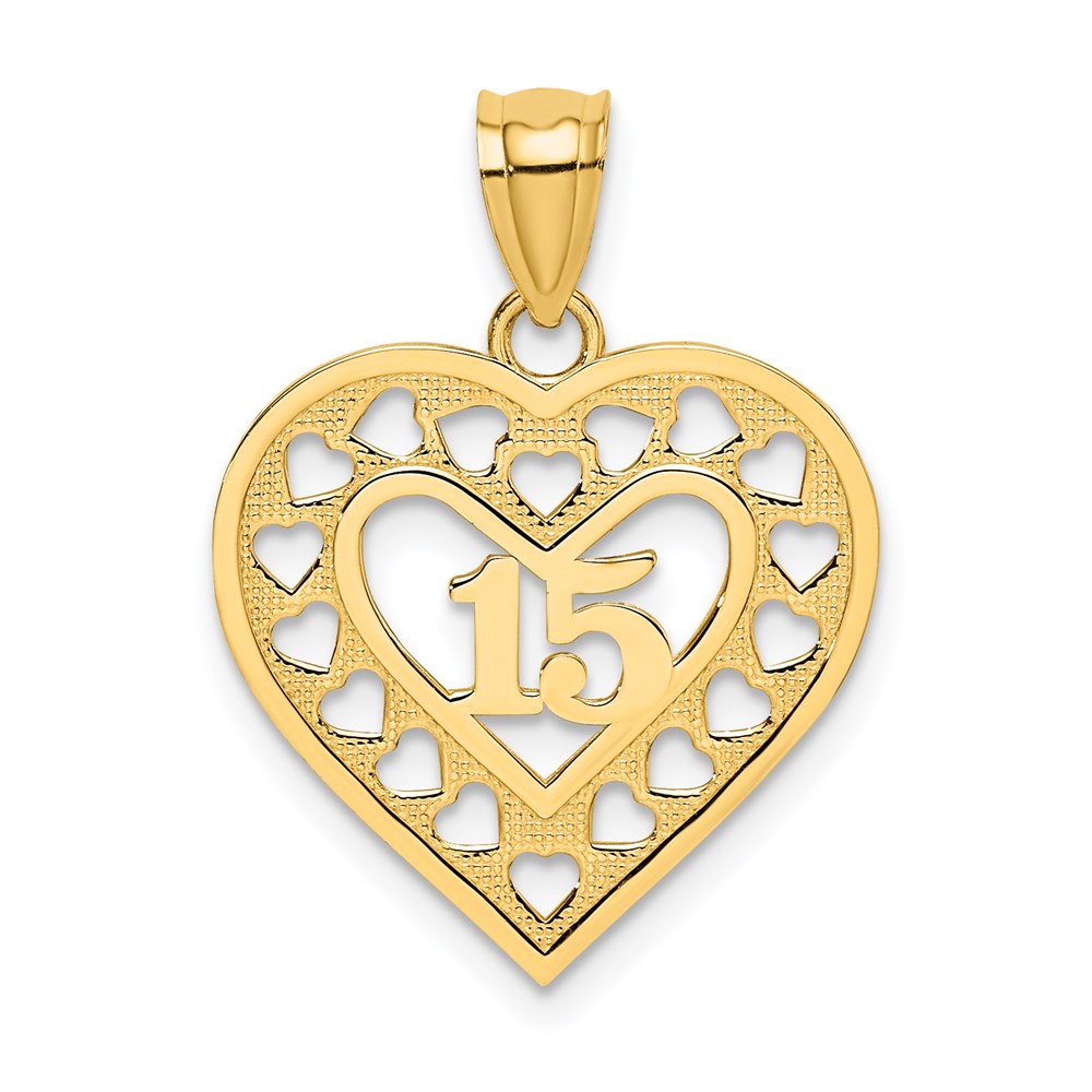 14K 15 in Cut-out Heart Charm, 22.8 x 18.8 mm